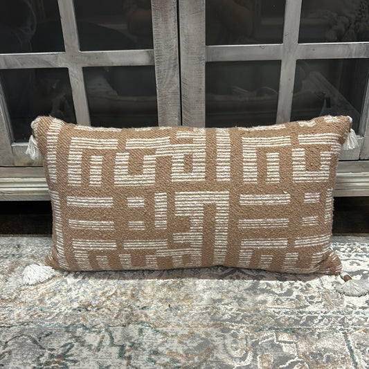 Beige Geometric Lumbar Pillow