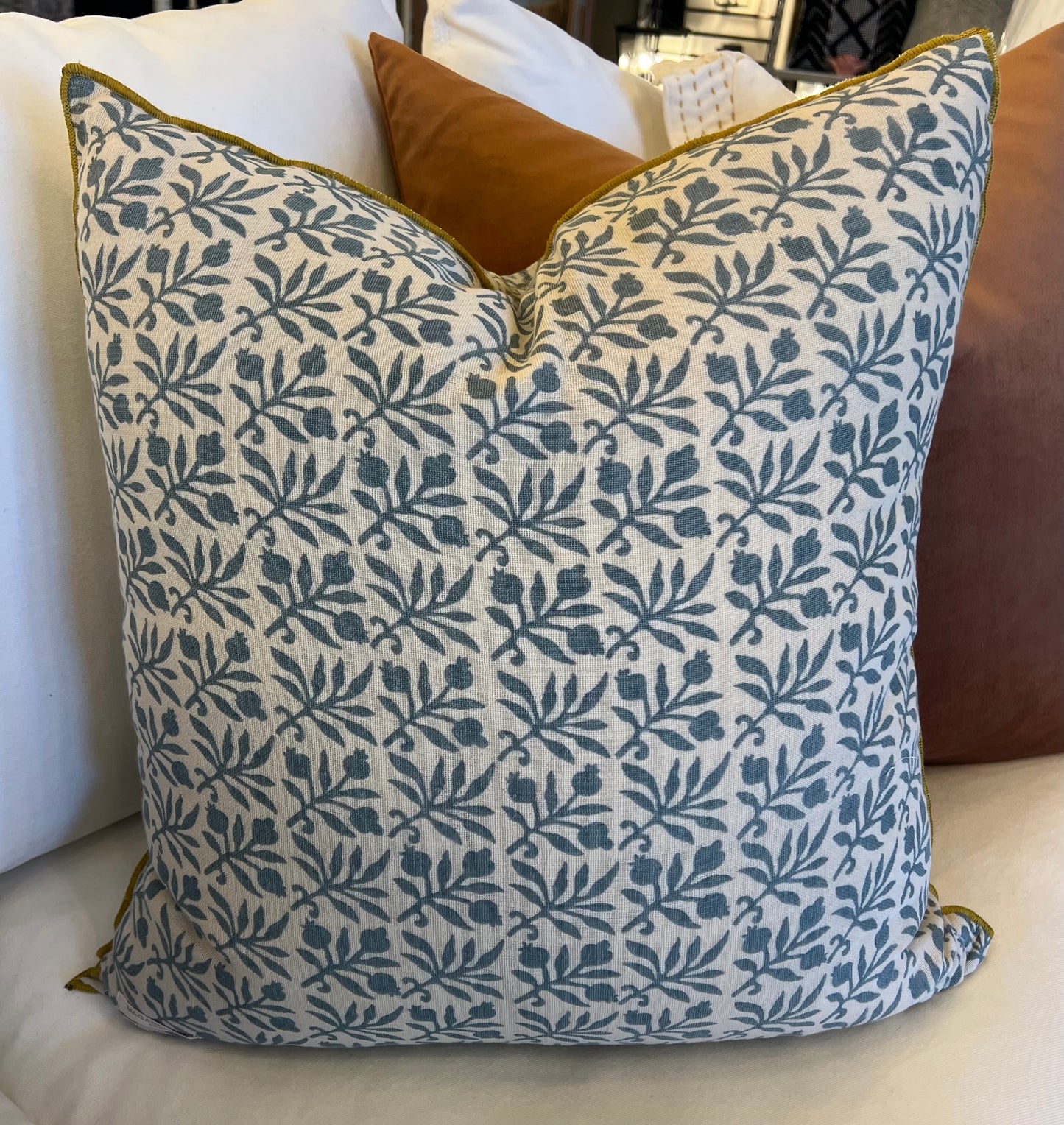 Reversible Block Print Throw Pillow