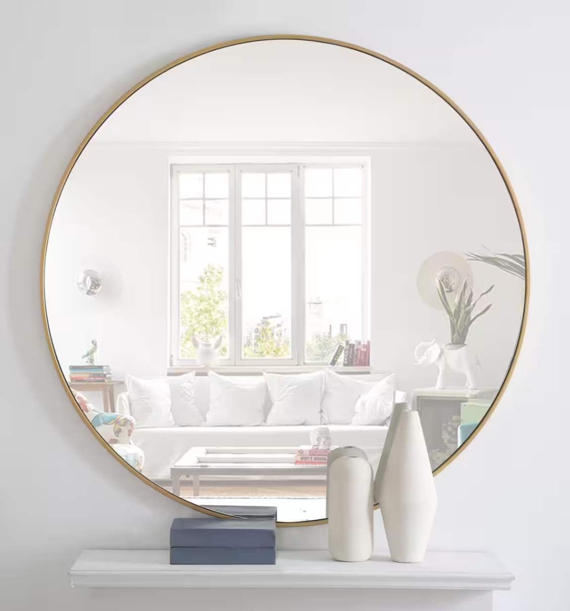 Eternity Round Mirror in Brass