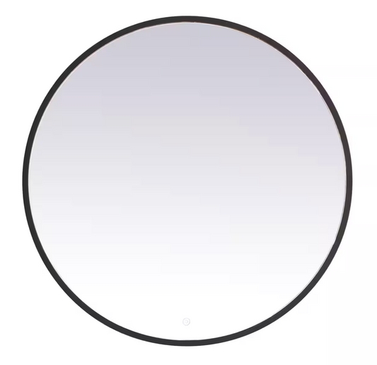Pier LED Round Mirror in Black
