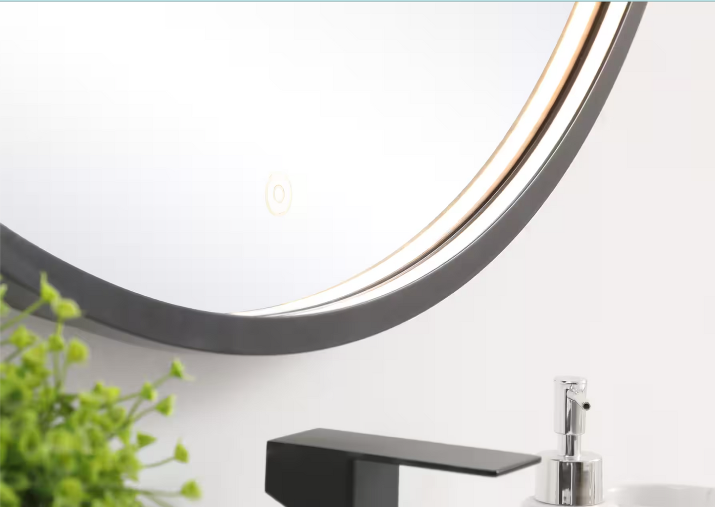 Pier LED Round Mirror in Black