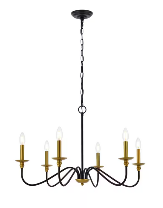 Rohan Chandelier in Black and Brass