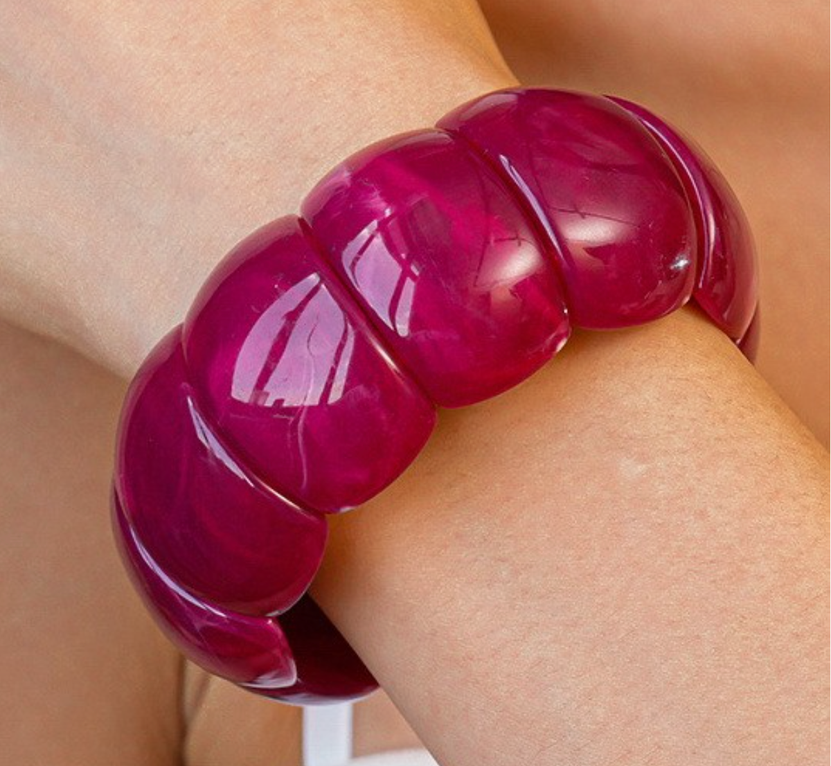 Color-Block Acrylic Stretch Cord Bracelet