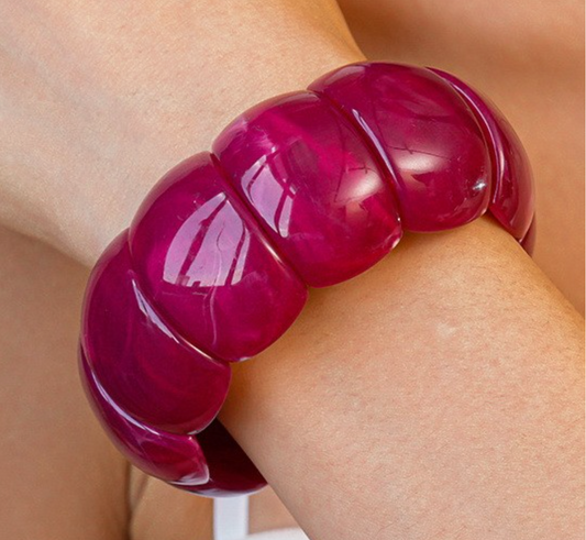 Color-Block Acrylic Stretch Cord Bracelet