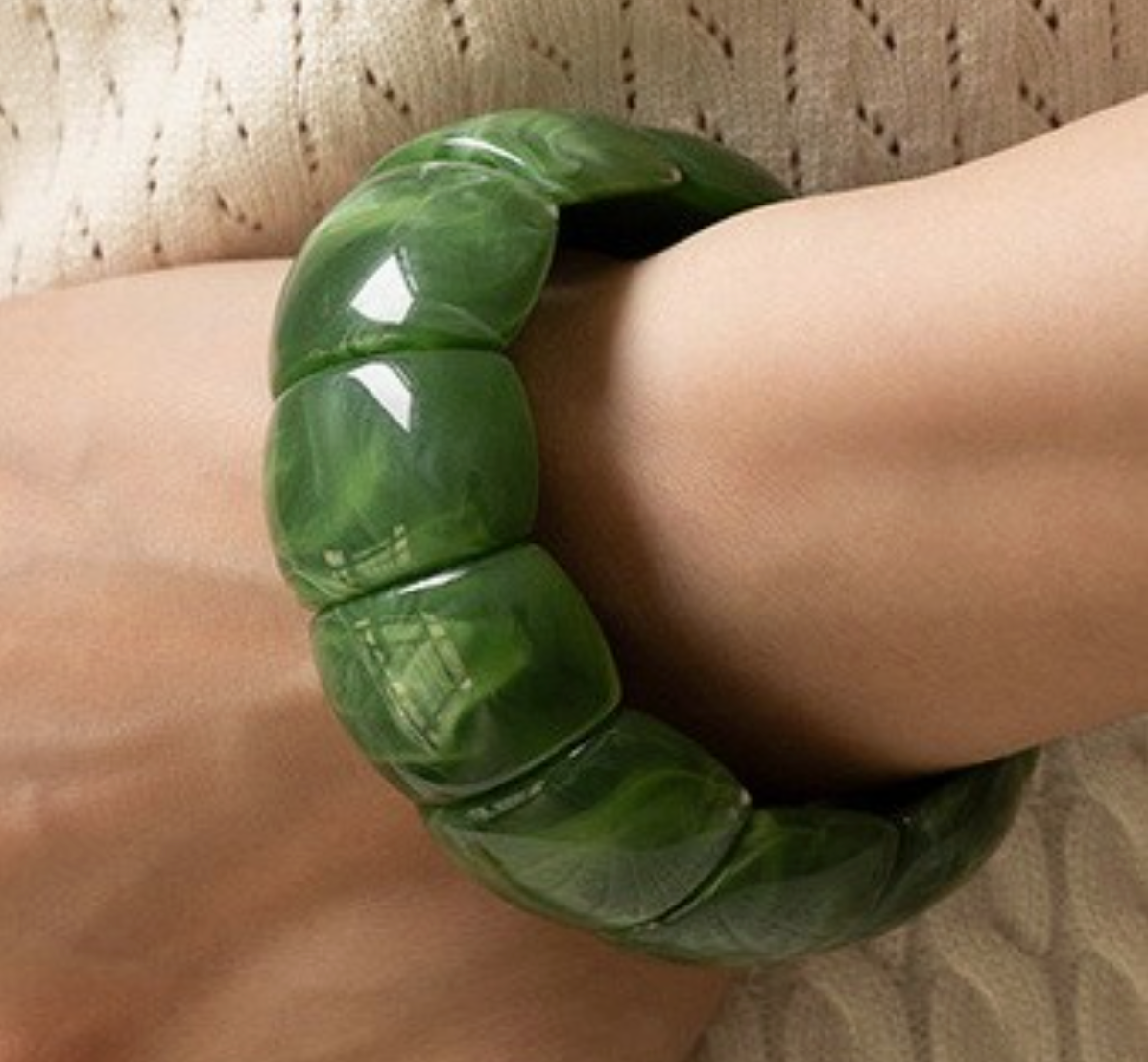 Color-Block Acrylic Stretch Cord Bracelet
