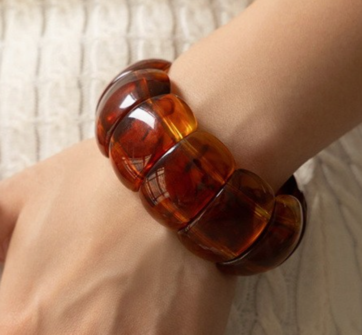 Color-Block Acrylic Stretch Cord Bracelet