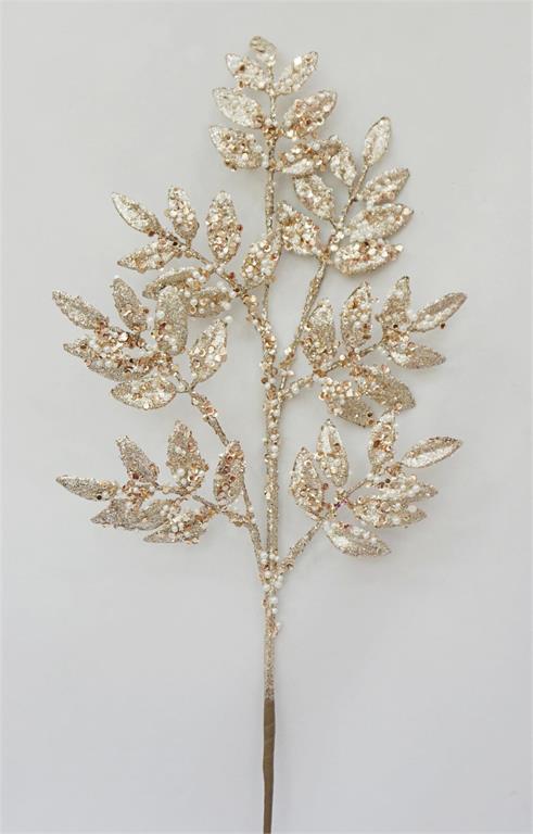 Leaf Spray with Pearls-Champagne