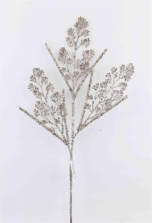 Glittered Leaf Spray-Champagne