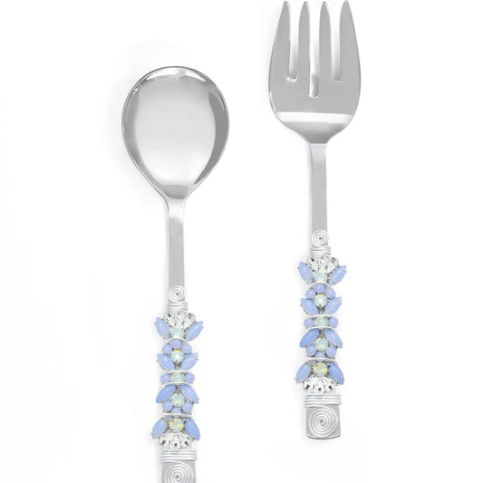 Blue Sparks Salad Server Set