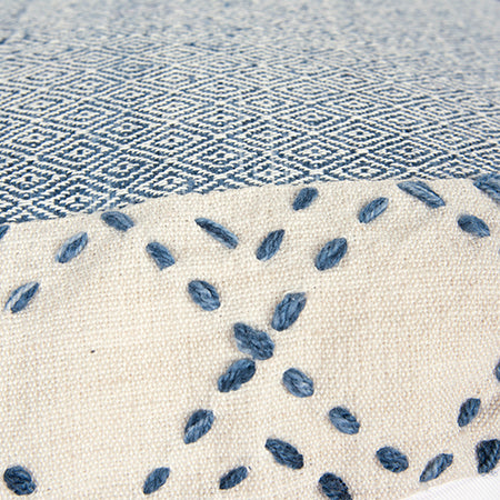 Blue Textured Throw Pillow with Tassels