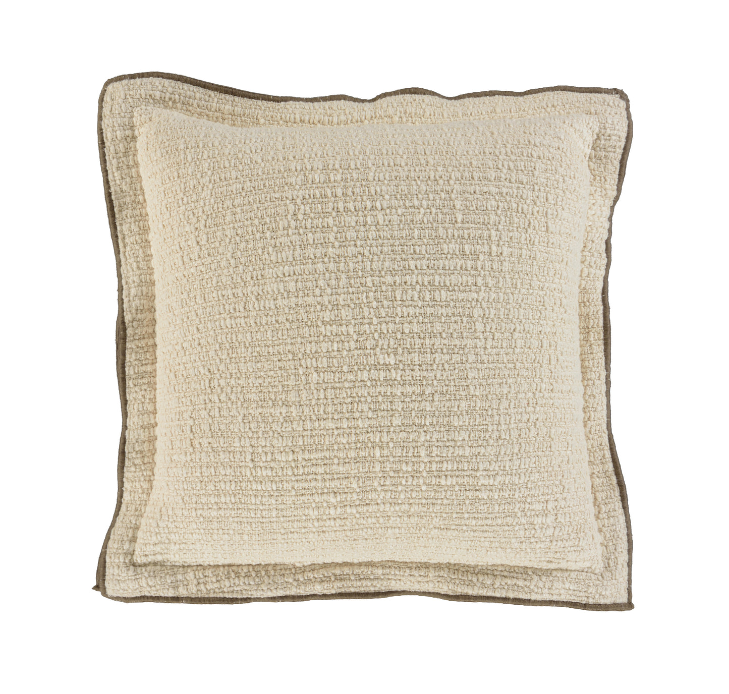 Cream and Brown Flange Edge Pillow