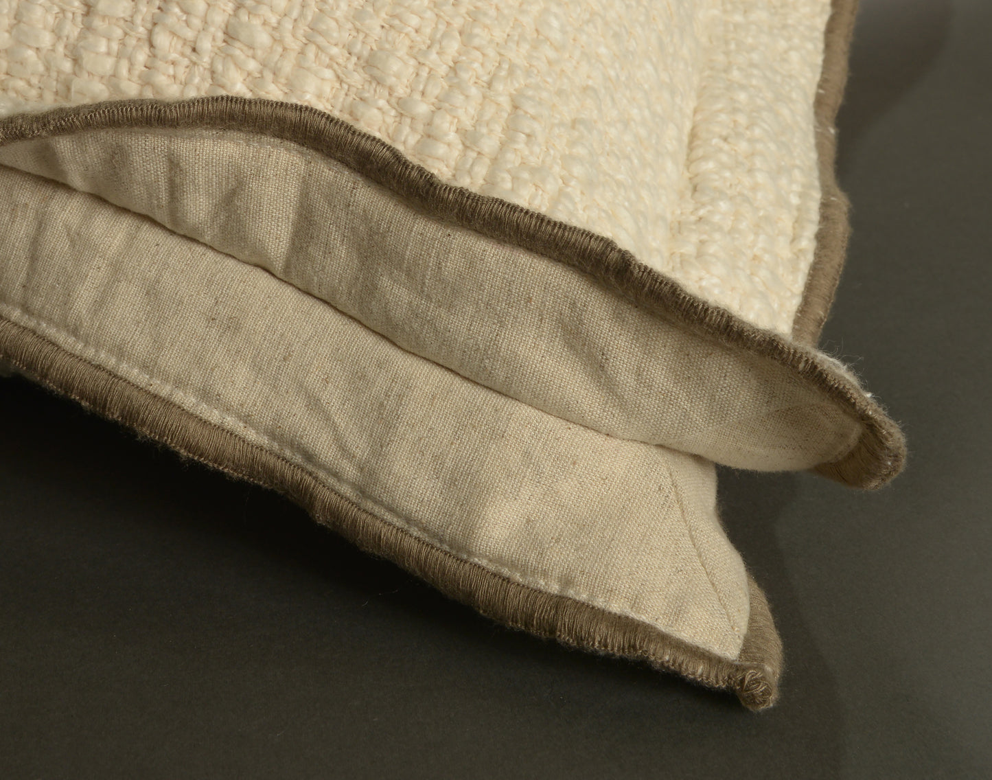 Cream and Brown Flange Edge Pillow