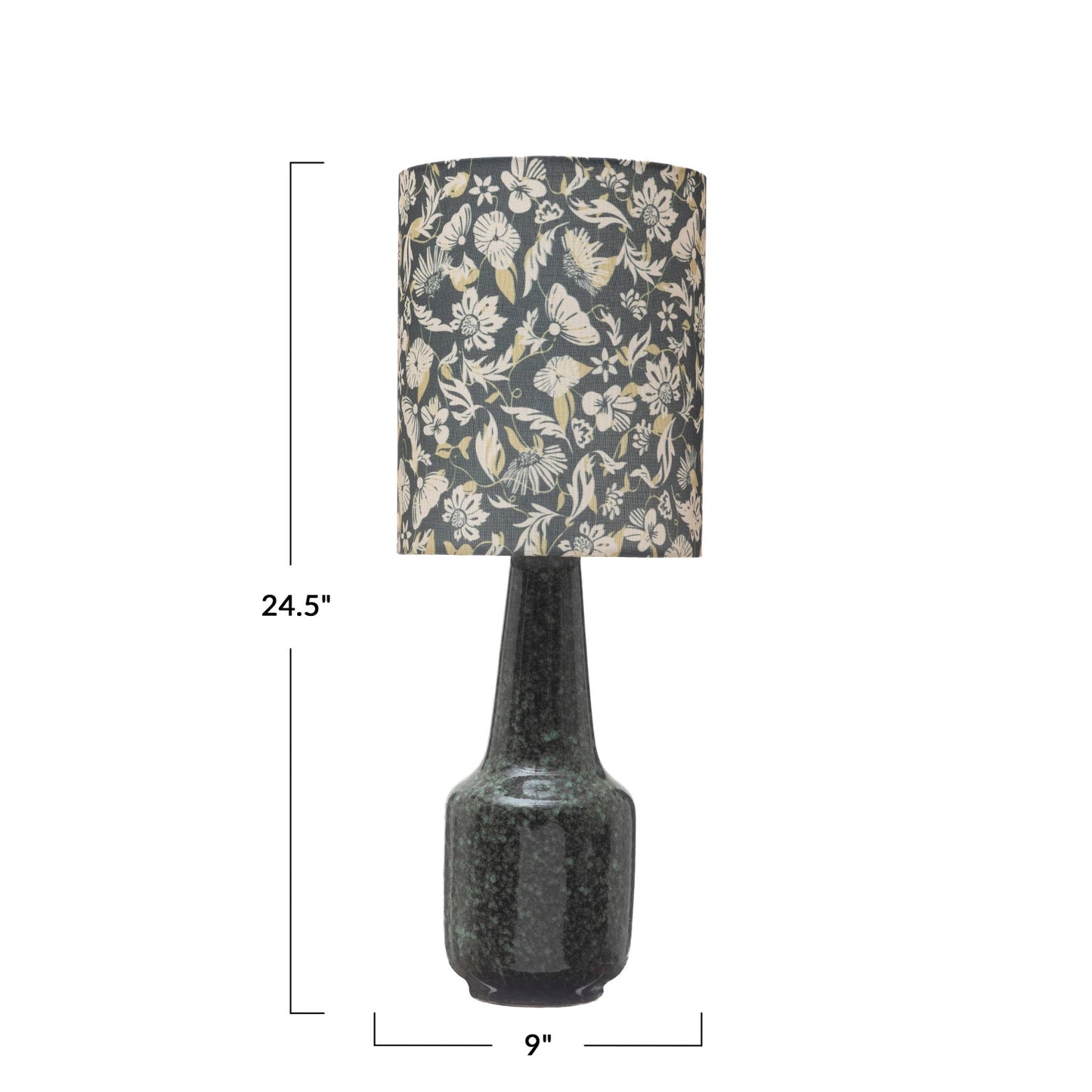 Stoneware Table Lamp w/ Floral Print Shade