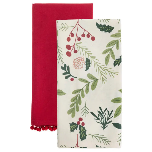 Holly & Berries Tea Towels Set of 2
