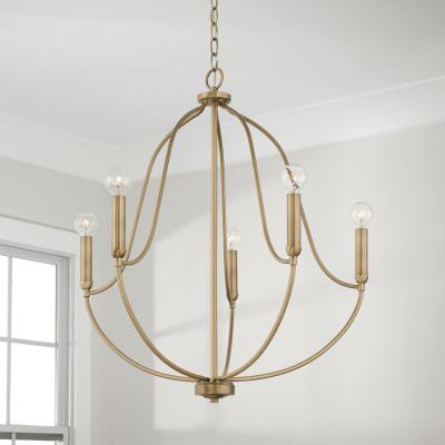 Madison Chandelier 5 LT in Aged Brass