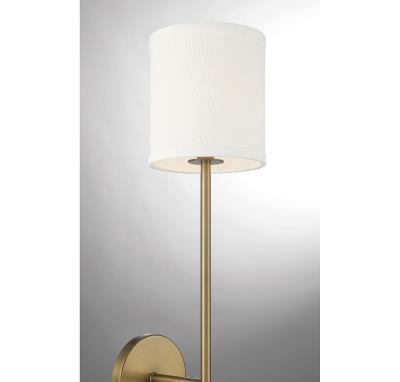 Melbourne Sconce in Natural Brass with Leather Accent