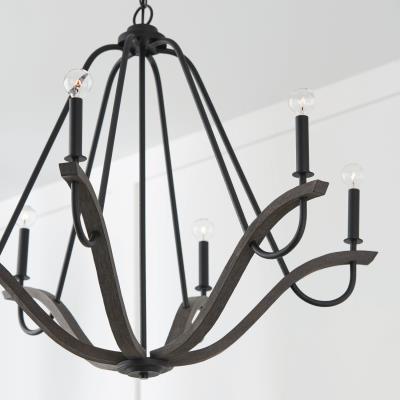 Clive Chandelier 6 LT in Carbon Grey and Black Iron