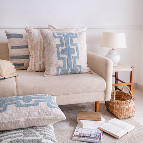 Ocean Blue Scroll Pillow